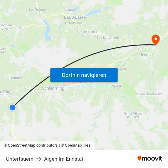 Untertauern to Aigen Im Ennstal map
