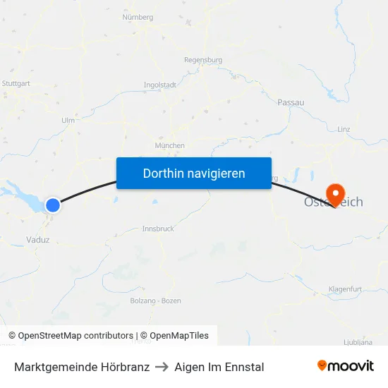 Marktgemeinde Hörbranz to Aigen Im Ennstal map