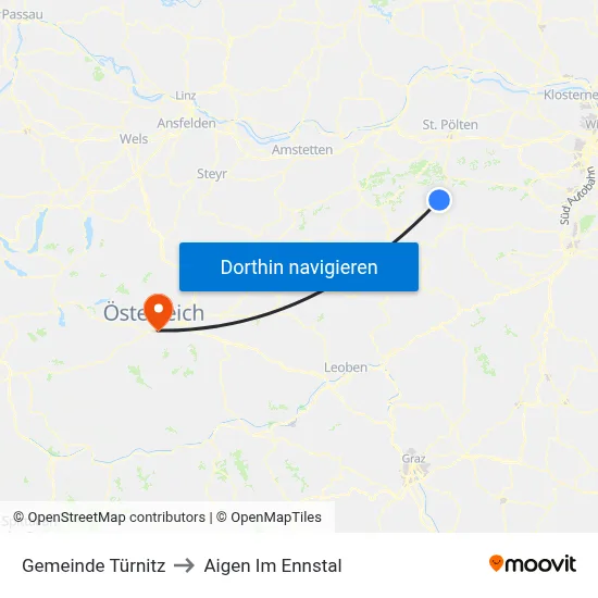 Gemeinde Türnitz to Aigen Im Ennstal map