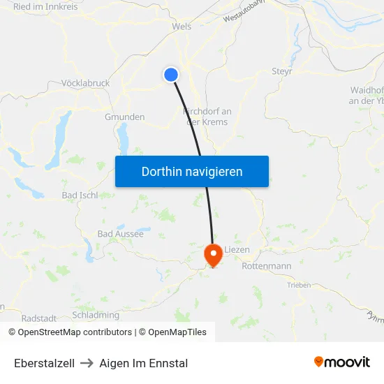Eberstalzell to Aigen Im Ennstal map
