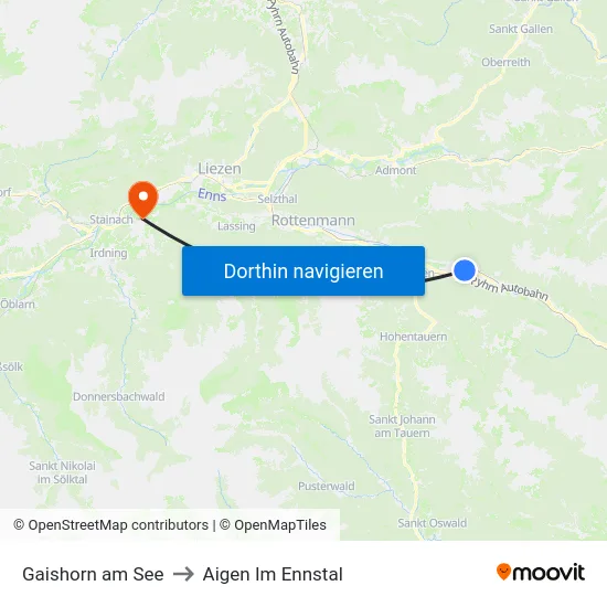Gaishorn am See to Aigen Im Ennstal map