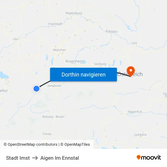Stadt Imst to Aigen Im Ennstal map