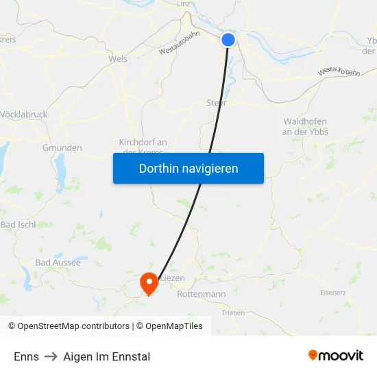 Enns to Aigen Im Ennstal map