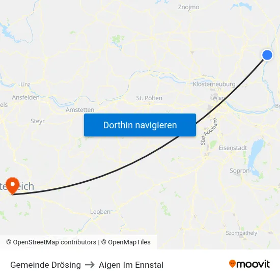 Gemeinde Drösing to Aigen Im Ennstal map