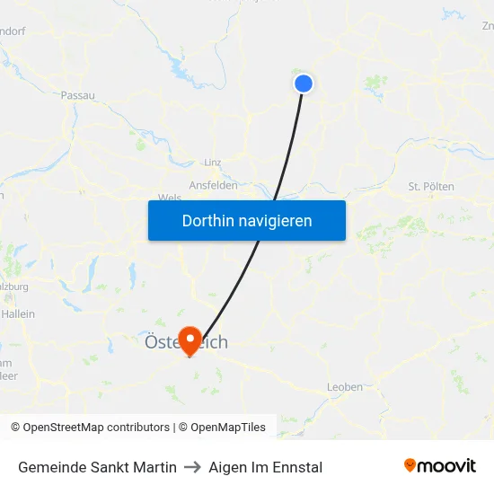 Gemeinde Sankt Martin to Aigen Im Ennstal map