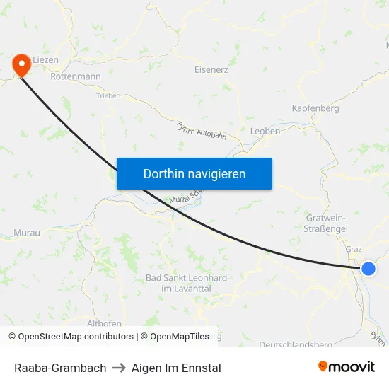 Raaba-Grambach to Aigen Im Ennstal map