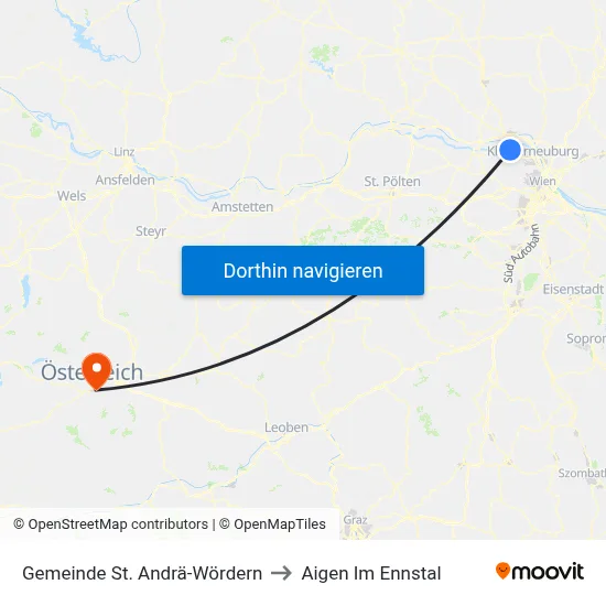 Gemeinde St. Andrä-Wördern to Aigen Im Ennstal map