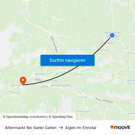 Altenmarkt Bei Sankt Gallen to Aigen Im Ennstal map