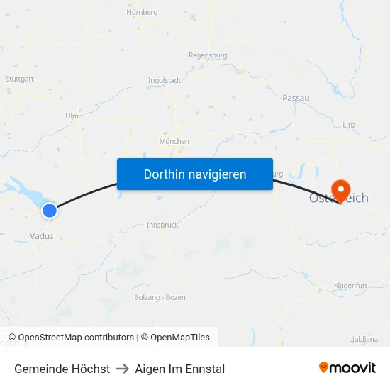 Gemeinde Höchst to Aigen Im Ennstal map