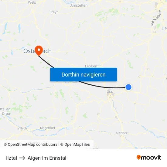 Ilztal to Aigen Im Ennstal map