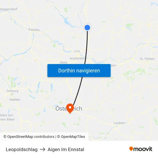 Leopoldschlag to Aigen Im Ennstal map
