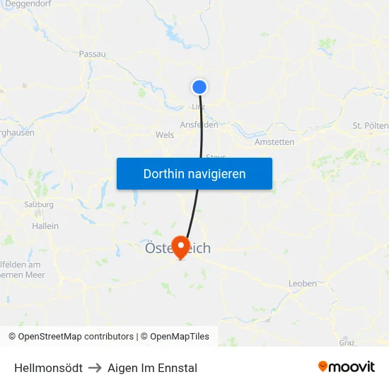 Hellmonsödt to Aigen Im Ennstal map