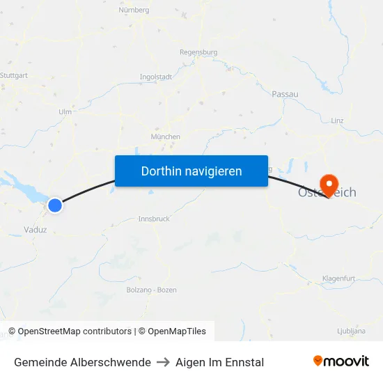 Gemeinde Alberschwende to Aigen Im Ennstal map