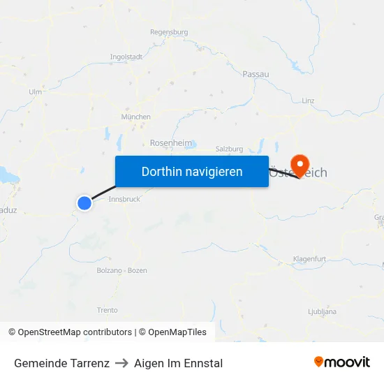 Gemeinde Tarrenz to Aigen Im Ennstal map