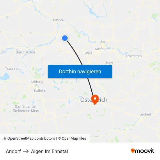 Andorf to Aigen Im Ennstal map