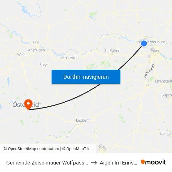 Gemeinde Zeiselmauer-Wolfpassing to Aigen Im Ennstal map