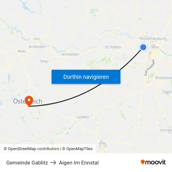 Gemeinde Gablitz to Aigen Im Ennstal map