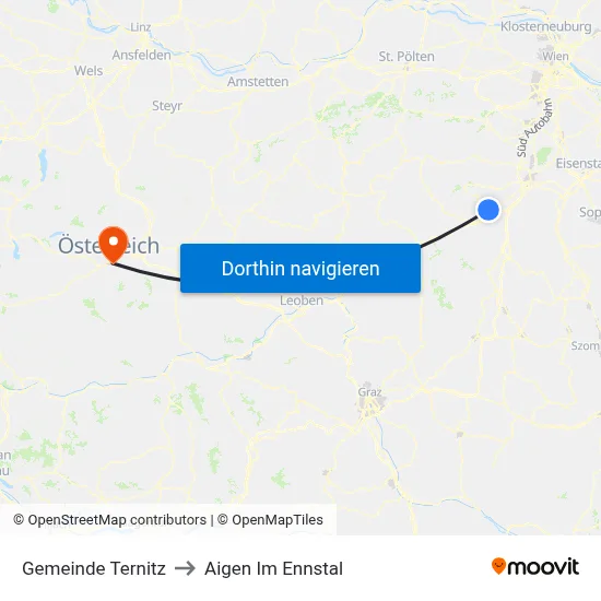 Gemeinde Ternitz to Aigen Im Ennstal map