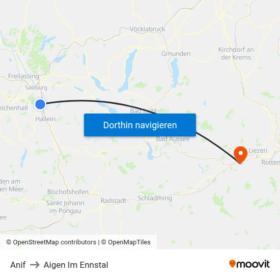 Anif to Aigen Im Ennstal map