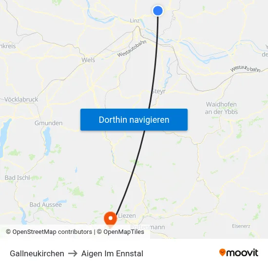 Gallneukirchen to Aigen Im Ennstal map