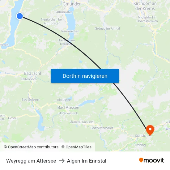 Weyregg am Attersee to Aigen Im Ennstal map