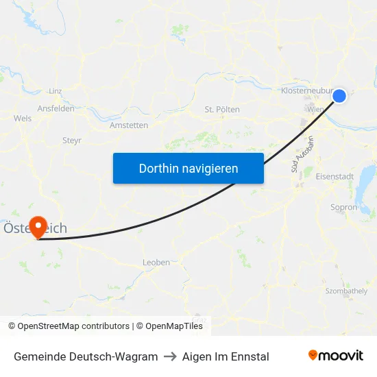 Gemeinde Deutsch-Wagram to Aigen Im Ennstal map