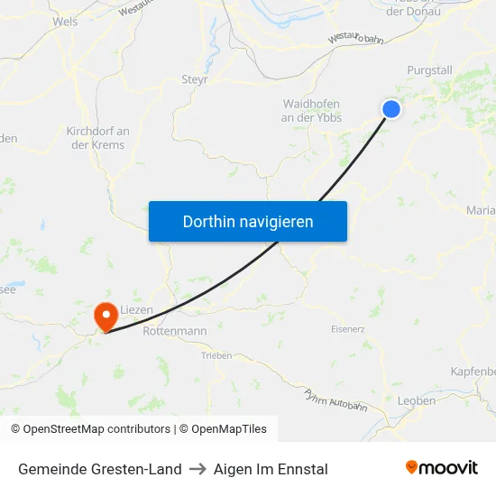 Gemeinde Gresten-Land to Aigen Im Ennstal map