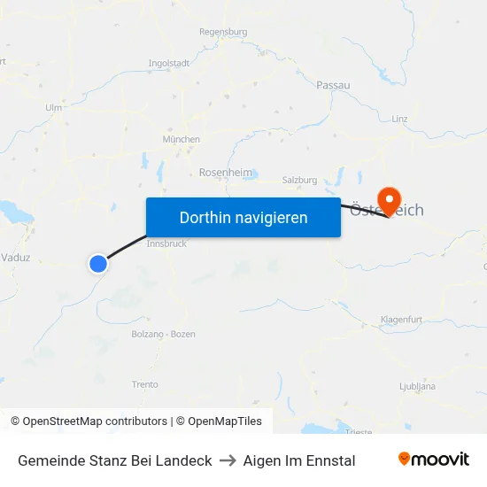 Gemeinde Stanz Bei Landeck to Aigen Im Ennstal map