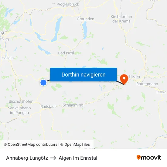 Annaberg-Lungötz to Aigen Im Ennstal map