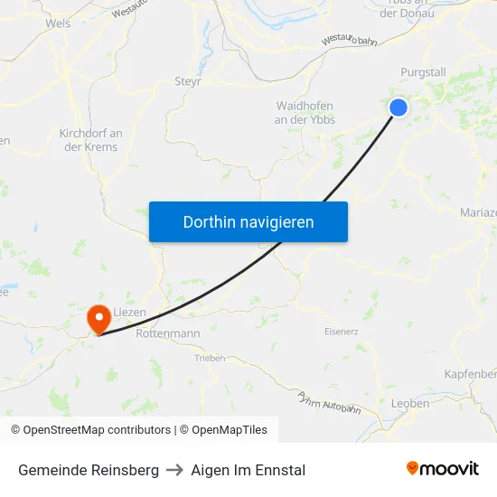 Gemeinde Reinsberg to Aigen Im Ennstal map