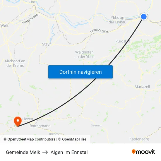 Gemeinde Melk to Aigen Im Ennstal map