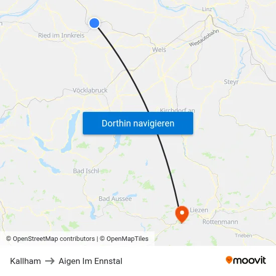 Kallham to Aigen Im Ennstal map