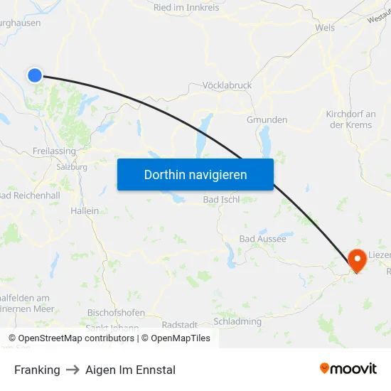 Franking to Aigen Im Ennstal map