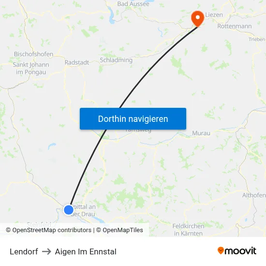 Lendorf to Aigen Im Ennstal map