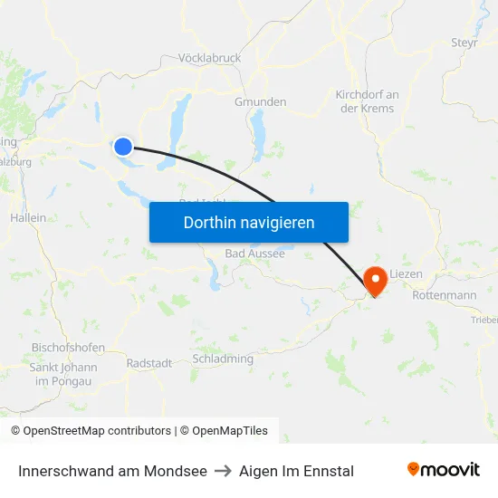 Innerschwand am Mondsee to Aigen Im Ennstal map