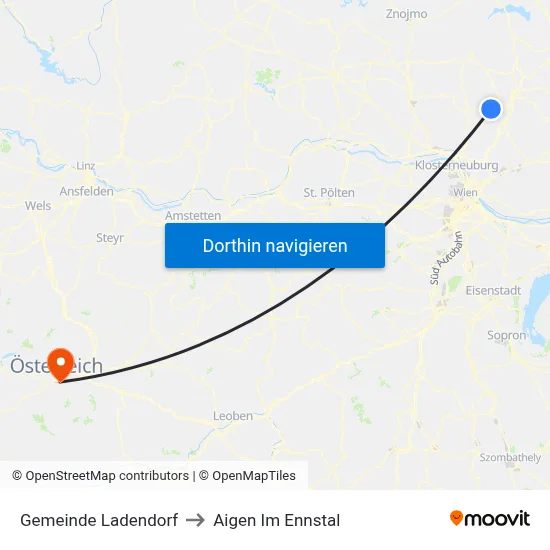 Gemeinde Ladendorf to Aigen Im Ennstal map