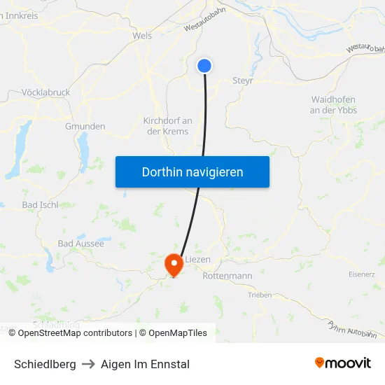 Schiedlberg to Aigen Im Ennstal map