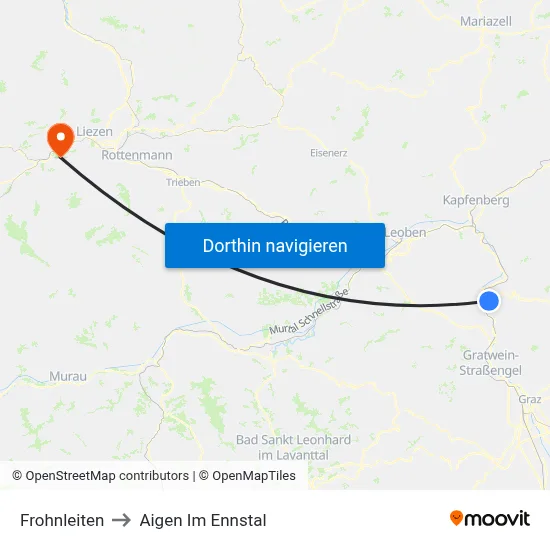Frohnleiten to Aigen Im Ennstal map