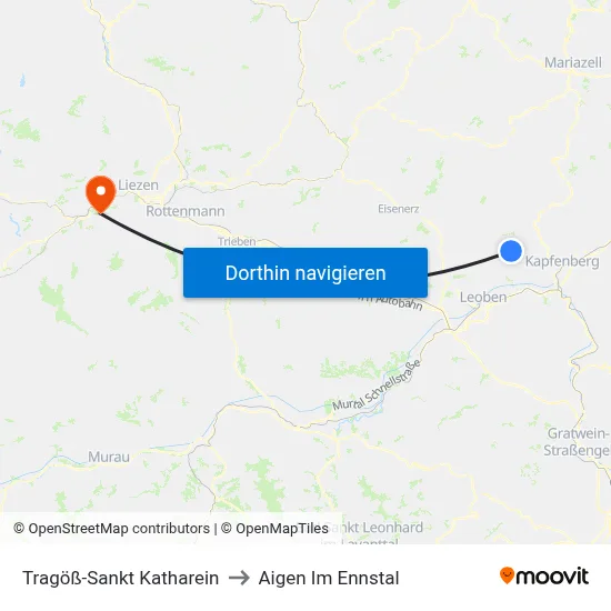 Tragöß-Sankt Katharein to Aigen Im Ennstal map
