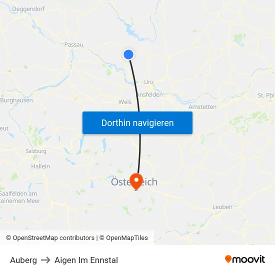 Auberg to Aigen Im Ennstal map