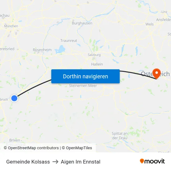 Gemeinde Kolsass to Aigen Im Ennstal map