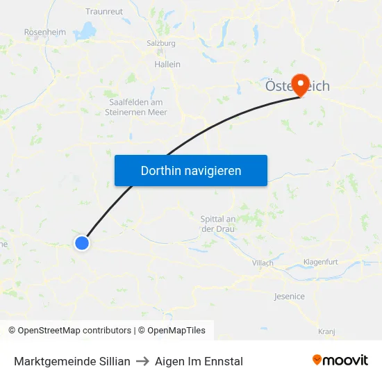 Marktgemeinde Sillian to Aigen Im Ennstal map