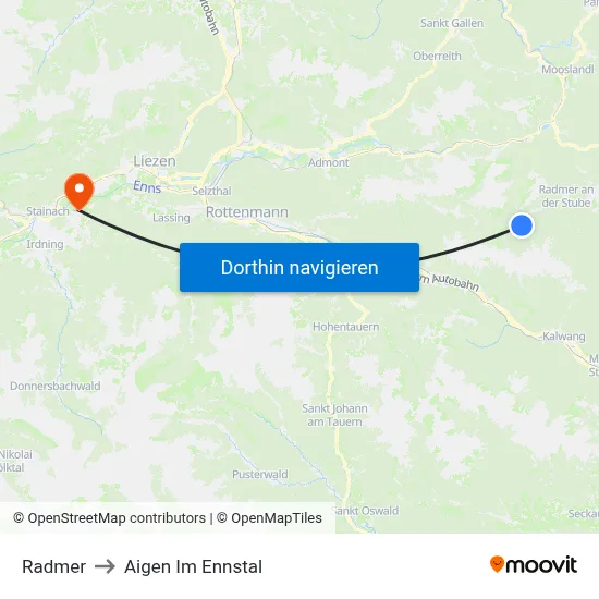 Radmer to Aigen Im Ennstal map