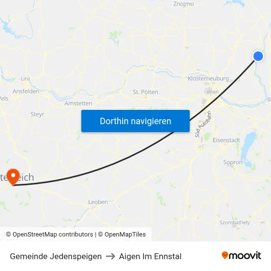 Gemeinde Jedenspeigen to Aigen Im Ennstal map