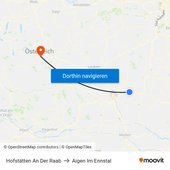 Hofstätten An Der Raab to Aigen Im Ennstal map