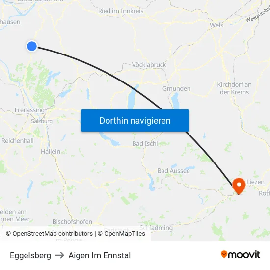 Eggelsberg to Aigen Im Ennstal map