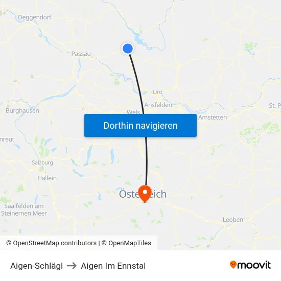 Aigen-Schlägl to Aigen Im Ennstal map