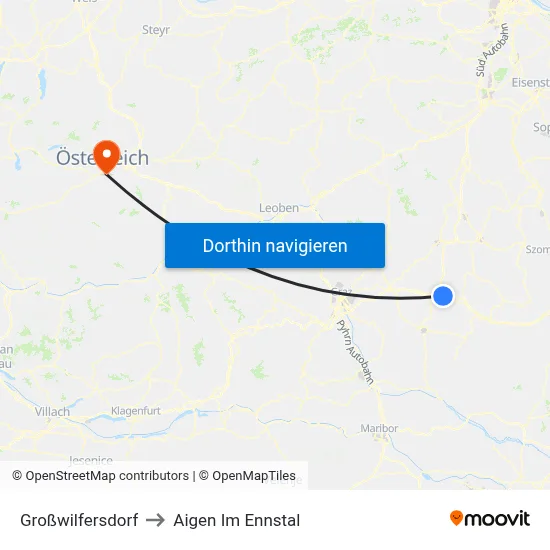 Großwilfersdorf to Aigen Im Ennstal map