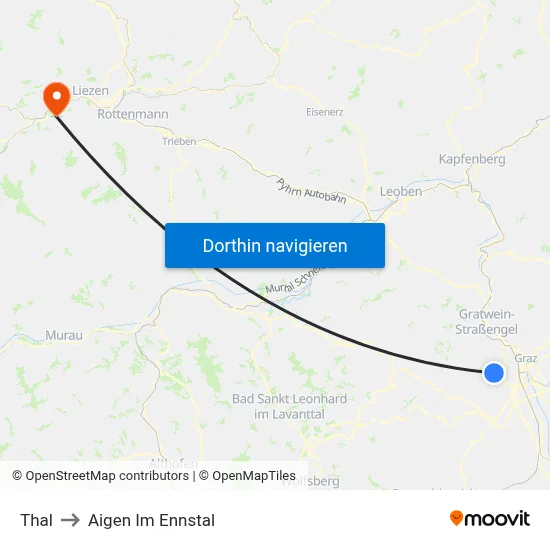 Thal to Aigen Im Ennstal map