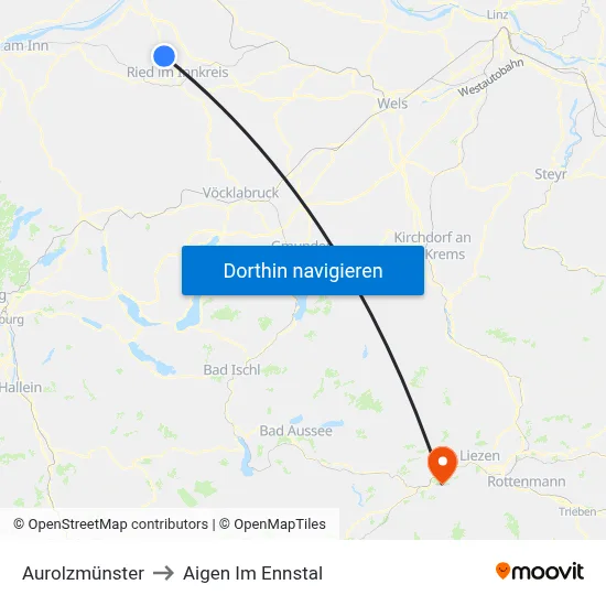 Aurolzmünster to Aigen Im Ennstal map